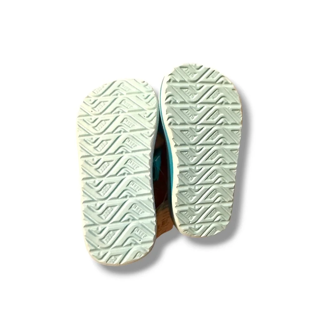 Reef Little Ahi Sandals Toddler Size 6 Blue Fish Print Backstrap Flip‎ Flops NEW